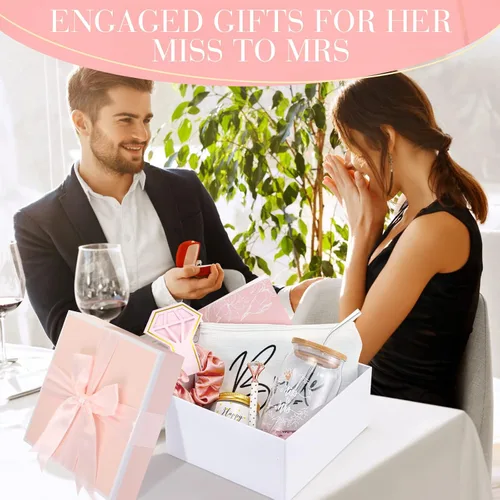 Miniatura 6 de Irenare Regalos de boda, regalo de despedida de soltera para novia, incluye vaso con forma de Sra. Can con bolsa de maquillaje con pajilla