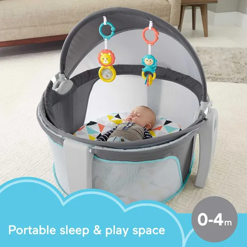 Miniatura 2 de Fisher-Price Moisés Portátil On-The-Go Baby Dome, Espacio de Juego de Viaje con Juguetes de Desarrollo para Recién Nacidos y Toldo, Windmill