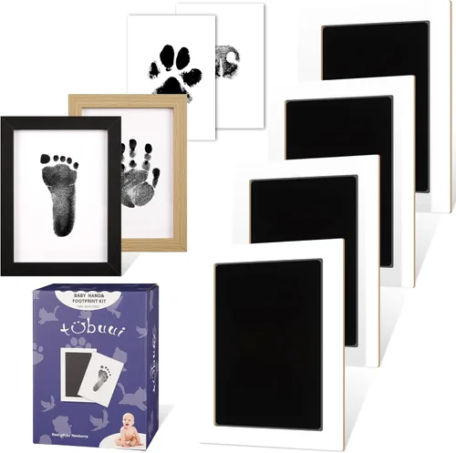 Miniatura 11 de 4 Park - Kit de huellas de bebé con 2 marcos de madera, kit de huellas y manos sin tinta, sin ensuciar, almohadillas de tinta de tacto limpio