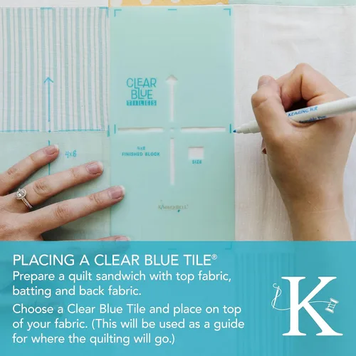 Miniatura 6 de Kimberbell Azulejos azules transparentes: juego esencial (32 piezas y 372 archivos de bordado) - Sistema completo para diseños personalizados