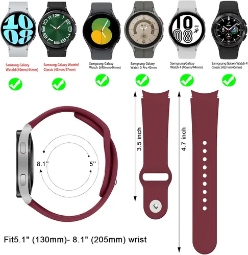 Miniatura 3 de Correas deportivas para Samsung Galaxy Watch 7/6/5/4/FE Band 1.575 in 1.732 in/Watch 6 Classic 1.850 in 1.693 in/Watch 4 Classic 1.811 in 1.654 in