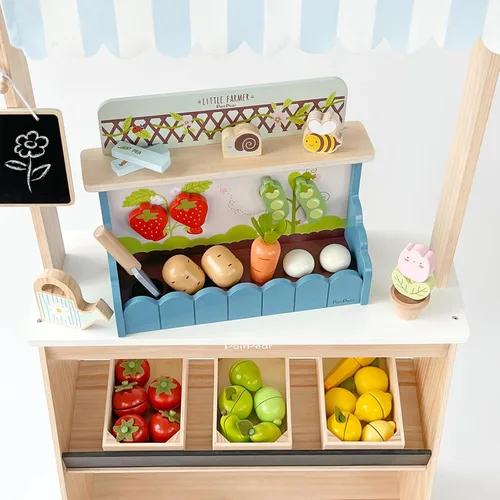 Miniatura 6 de PairPear Juego de juguetes de set de jardín de flores, juguetes de madera para niños pequeños, juego de comida para niñas y niños de 3 años