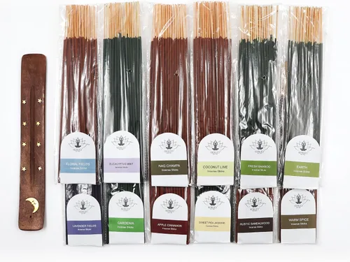 Miniatura 2 de Hosley Paquete de 480 varillas de incienso surtidas, 12 aromas, incluyendo Nag Champa, lavanda, sangre de dragón, bolsa de agarre, ideal