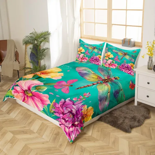 Miniatura 2 de Erosebridal Regalos de libélula para mujeres, funda de edredón de diente de león, mariposa y libélulas, juego de ropa de cama para mujeres y niñas