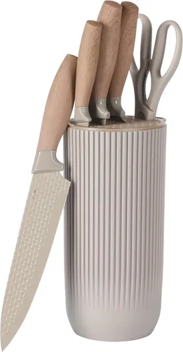 Oster Gunderson Juego de Cuchillos de Cocina de 6 Piezas con Bloque, Juego de Cuchillos de Cocina de Acero Inoxidable con Cuchillas Afiladas y