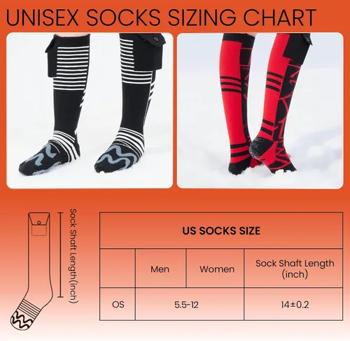 Miniatura 7 de Electric Socks, 14-Hour Runtime & 2 * 10000mAh Rechargeable Heated Socks for Men, Rechargeable Battery Socks Women, Heated Ski Socks for Winter