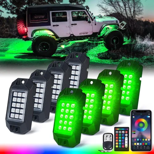 Miniatura 11 de Xprite - Kit de luces LED RGB bluetooth con controlador RF, luces neón multicolor intermitentes que sincronizan con la música para vehículos
