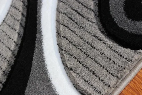 Miniatura 8 de Masada Rugs, Colección Sophia - Alfombra de área tallada a mano, moderna contemporánea, gris, blanco, negro (2 pies x 7 pies 3 pulgadas) - Pasillo