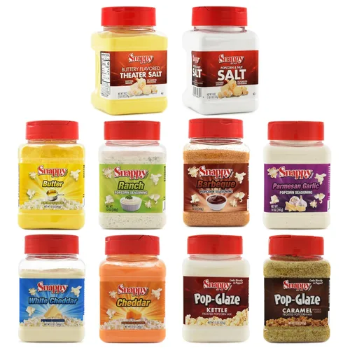 Snappy Mezcla y combina condimentos y sales de palomitas de maíz, paquete de 3, construye tu propio paquete salado, dulce o salado