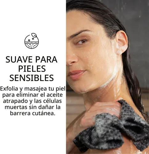 Miniatura 3 de Toalla exfoliante para la cara y el cuerpo - Toalla exfoliante japonesa con fibras hexagonales, exfoliante corporal con 2 lados para frotar y lavar