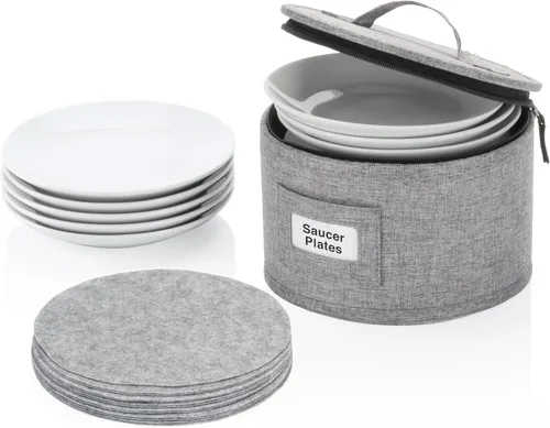 Contenedor de almacenamiento de porcelana para platillo, cuencos y platos de aperitivos, se adapta a platos de hasta 6.5 pulgadas de ancho, incluye