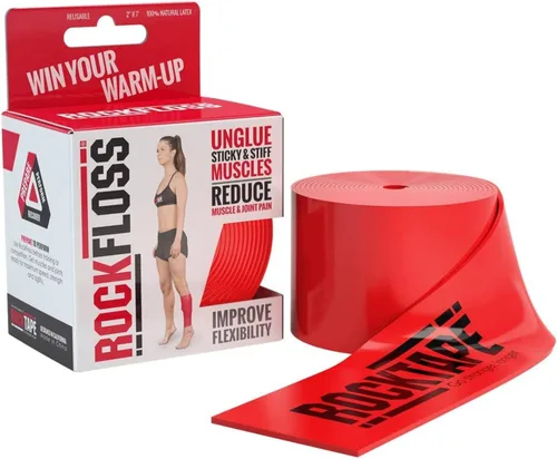 Rocktape RockFloss Tack - Banda de movilidad, recuperación muscular de compresión, hilo dental para dolor muscular, 2 y 4 pulgadas de ancho, rojo