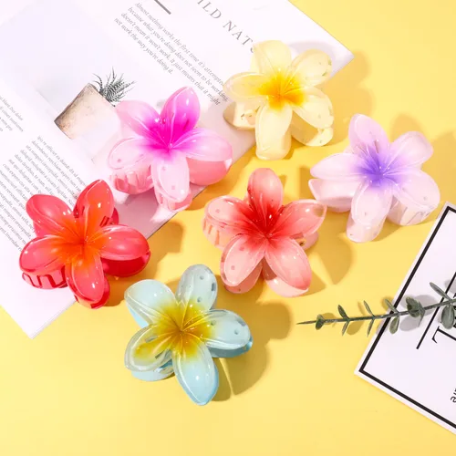 Miniatura 4 de 8 pinzas de acrílico para el cabello para mujer, antideslizantes, en forma de flores pastel, pasadores de agarre fuerte, abrazadera de mandíbula