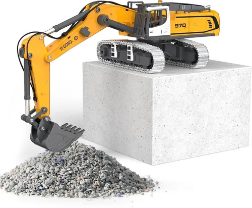 Miniatura 3 de KidsFaves Excavadora de Control Remoto de Grado Profesional para Adultos Modelo de Construcción RC a Micro-Escala de Metal con Sistema de Excavación