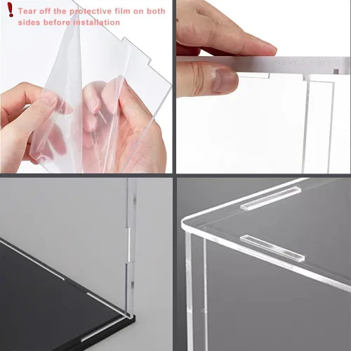 Miniatura 5 de Vitrina de acrílico transparente para coleccionables, caja de exhibición de acrílico con base, escaparate organizador de protección a prueba