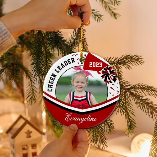 Miniatura 3 de Adornos para árbol de Navidad de animadora, adornos de animadora de cerámica con foto personalizada, adorno de animadora, entrenador de animadora
