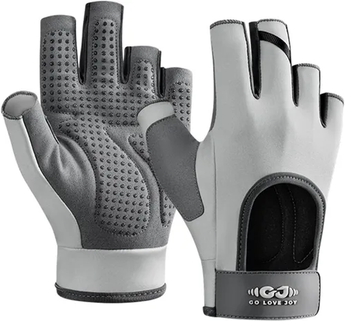 Miniatura 9 de SUJAYU Guantes de entrenamiento para mujeres y hombres, guantes sin dedos antideslizantes para levantamiento de pesas, guantes de entrenamiento