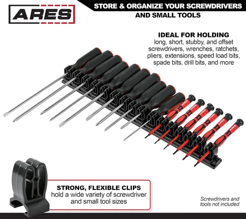 Miniatura 3 de ARES 62026 - Soporte para herramientas de mano negro de 16.5 pulgadas, riel de aluminio almacena hasta 16 destornilladores o herramientas pequeñas