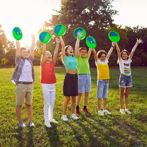 Miniatura 5 de Juego de pelota para lanzar y atrapar, 4 paletas y 4 bolas al aire libre, juego de captura de remo para niños, patio trasero, playa, piscina, patio