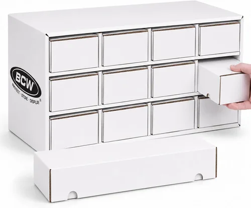 BCW Unidad de almacenamiento de casa de tarjetas con 12 cajas de 800 unidades | Capacidad para hasta 9600 tarjetas | Organizador para tarjetas