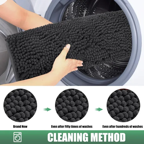Miniatura 8 de IM HOME Felpudo absorbente de chenilla para exterior de 30" x 20", tapetes lavables para perros con patas fangosas, tapete antideslizante para Gris