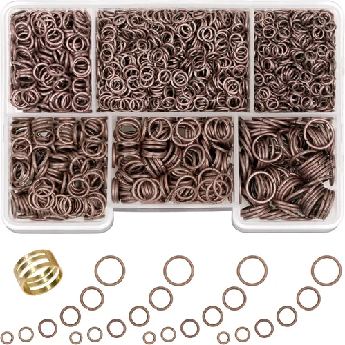 Miniatura 11 de 1400 anillos de salto de tamaño mixto para fabricación de joyas, llaveros, reparación de collares y manualidades de bricolaje, 0.157 in, 0.236 in