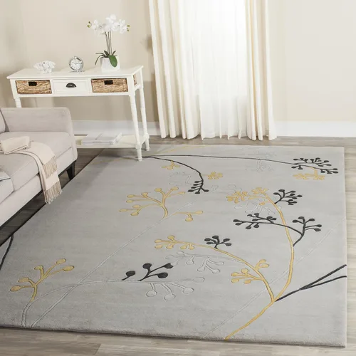 Miniatura 11 de SAFAVIEH Soho Collection SOH305G - Alfombra de lana de primera calidad hecha a mano, 6 x 9 pies, color gris