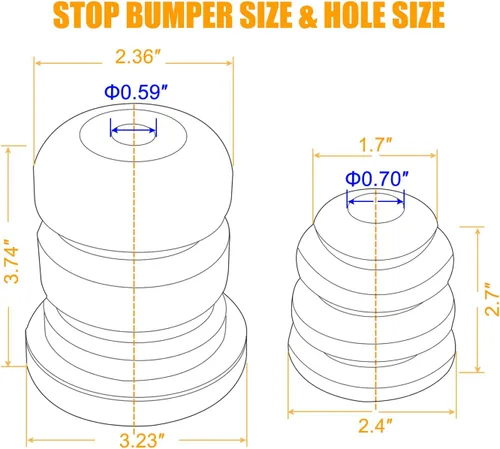Miniatura 2 de Dos parachoques de brazo de control y dos parachoques de eje trasero de control reemplazan 15153958 905-208 15039397 compatible con Chevy Silverado