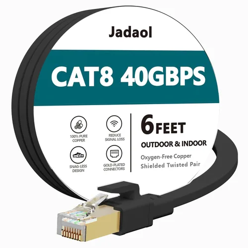 Miniatura 13 de Jadaol Cable Ethernet Cat 8 de 20 pies, 40 Gbps 2000 MHz, cable de conexión LAN RJ45 S/FTP, cable de red Cat8 de alta velocidad para router, módem