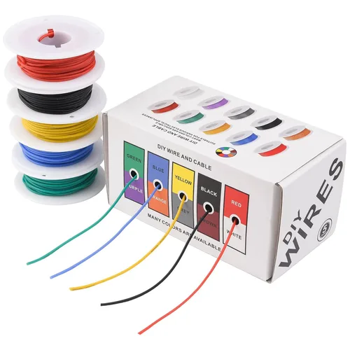 Miniatura 9 de Cable eléctrico de 20AWG, cables de silicona flexibles, cable trenzado de cobre estañado calibre 20, diámetro exterior: 1,8 mm, 5 colores, 19,6