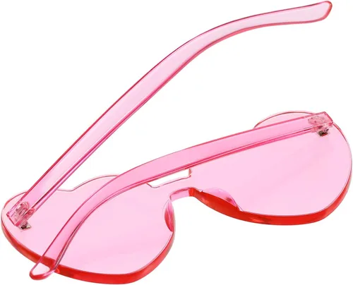 Miniatura 4 de Maxdot - Lentes de sol transparentes sin marco con forma de corazón para fiestas