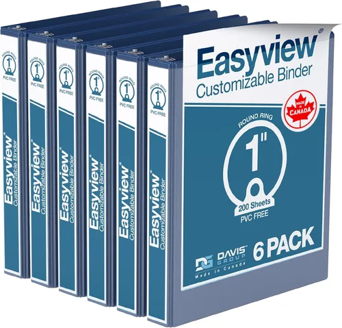 Miniatura 47 de Easyview - Carpetas prémium de 3 anillas con cubiertas transparentes y anillos redondos, carpetas para la escuela u oficina, 1 pulgada, paquete