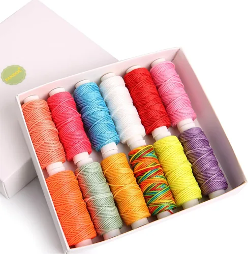 Miniatura 2 de Cuerdas enceradas de poliéster para hilo de coser de cuero para macramé, pulseras, manualidades o proyectos de cuero (12 colores brillantes)