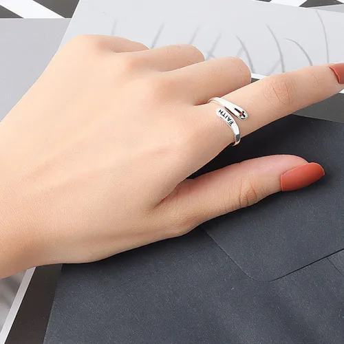 Miniatura 46 de Anillo de plata de ley 925, minimalista, ajustable, hecho a mano, para mujeres y niñas