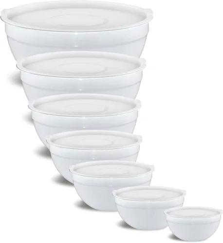 Miniatura 9 de Tazones de Mezcla Arcoíris con Tapas Herméticas, Tazón de Acero Inoxidable, Ensaladeras 7 Piezas de Tazones Anidables Arcoíris Accesorios de Cocina