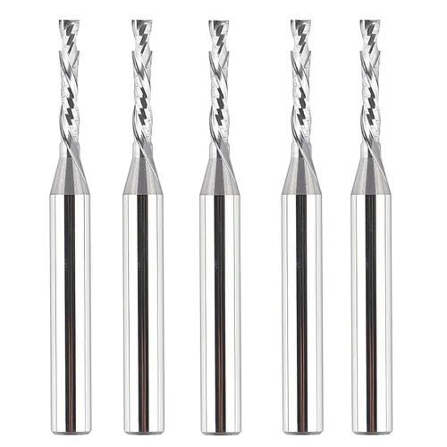 Miniatura 14 de SpeTool 5 brocas de compresión para enrutador de 1/4 de pulgada, diámetro de corte de 1/4 de pulgada, de carburo hacia arriba y hacia abajo, fresas