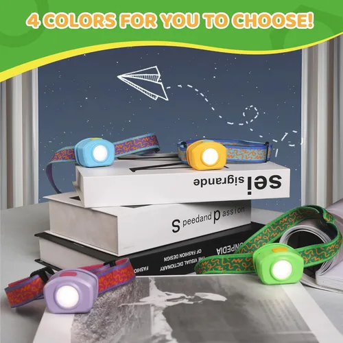 Miniatura 6 de EverBrite Linterna frontal LED recargable para niños con modo RGB y diadema ajustable, 3 modos multicolor para niños, lámpara de cabeza brillante