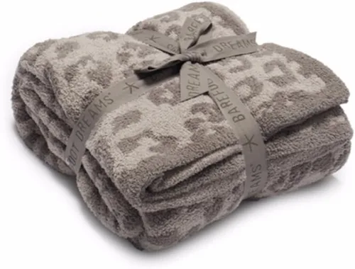Barefoot Dreams CozyChic Barefoot in The Wild Gris Talla Única, Leopardo (Lino/Gris Cálido)