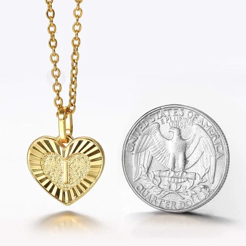 Miniatura 3 de Trendsmax Collar con dije de letra inicial de la A a la Z, regalo para mujeres y niñas, chapado en oro, cadena de eslabones Rolo de acero