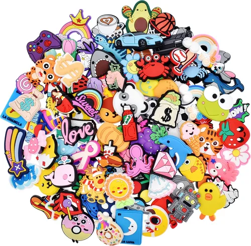 Ibuclein Lot of Random Shoe Charms 4060100150185200pcs Different Mixed Shoe Charm Decorations Lovely Cool PVC Animals Flowers Balls Letters Numbers
