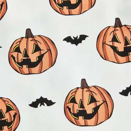 Miniatura 5 de Mameluco de Halloween para recién nacido, sin mangas, estampado de calabaza, overol
