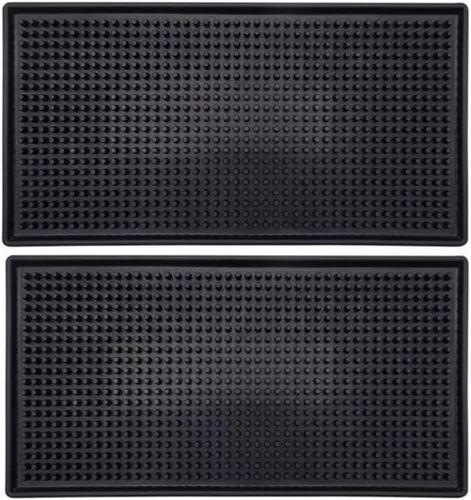Tapete de barra de 12 x 6 pulgadas, tapete de goma para servicio de bar de cóctel, juego de 2 alfombrillas de café o encimera, tapete de secado de