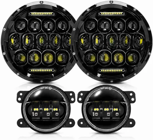 Miniatura 9 de JHLion - Faros delanteros LED de Jeep Wrangler, 7 pulgadas para Jeep Wrangler JK/TJ/LJ 1997-2020, 150W, faros redondos LED aprobados por DOT, 500%