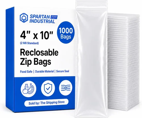 Miniatura 12 de Spartan Industrial - Bolsas de polietileno de plástico transparente con cierre de 4 x 5 pulgadas (1000 unidades) de 2 mil con cierre resellable