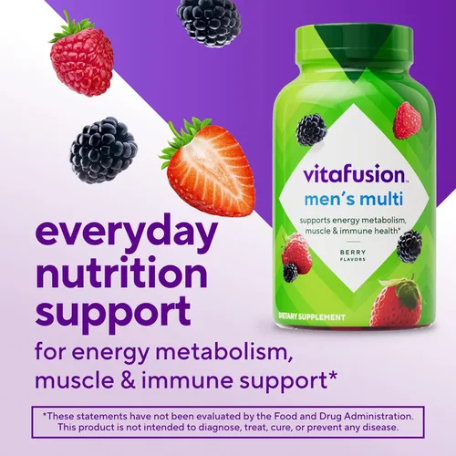 Miniatura 2 de Vitafusion Suplemento vitamínico en gomitas para adultos para hombres, sabor a bayas, A, C, D, E, B6, B12, diario, 120 unidades, suministro para 60
