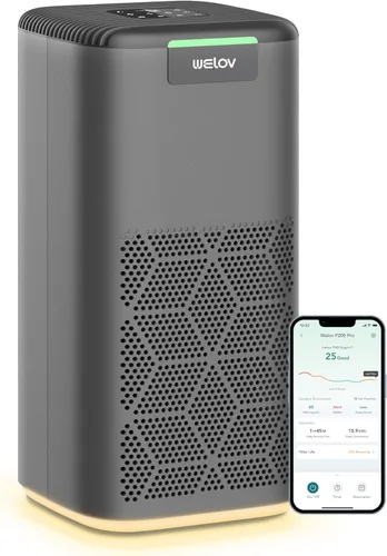 WELOV Purificadores de aire inteligentes para habitación grande del hogar, cobertura de 1570 pies cuadrados, control inteligente WiFi Alexa, monitor