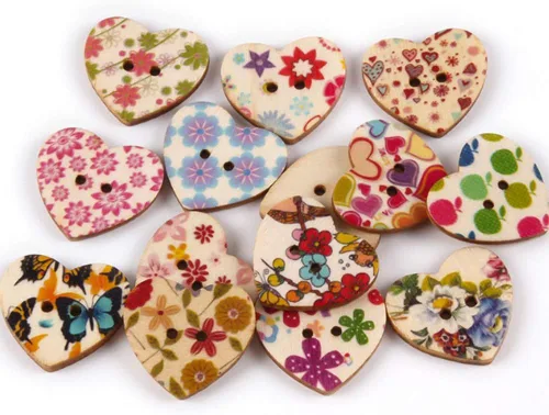 Miniatura 5 de AKOAK 50 Piezas Botones de Madera, Coloridos en Forma de Árbol con 2 Orificios, Botones de Costura Impresos en Madera, Lindos Botones Pintados