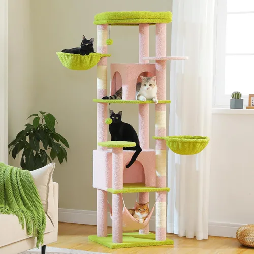 Miniatura 31 de MUTTROS Árbol para gatos de interior, torre para gatos de varios niveles de 44.5 pulgadas con hamaca grande de marco de metal, condominio para gatos