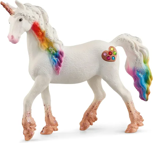 Schleich bayala - Figura mítica de yegua de unicornio arcoíris con detalles decorativos brillantes y cuerno en espiral brillante, juguete divertido