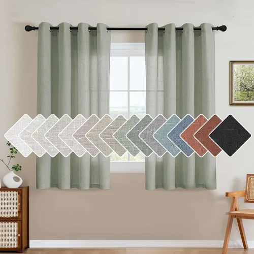 Miniatura 51 de H.VERSAILTEX Elegant - Cortinas texturizadas de lino natural mezclado con eficiencia energética, filtrado de luz, con ojales de níquel